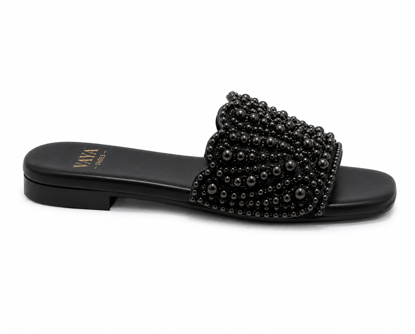 Mehr by VAYA black pearl embellished handmade women flats Pakistan – luxury comfortable festive footwear