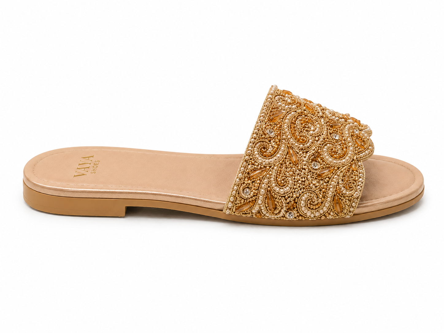 Sitara by VAYA crystal pearl handcrafted embellished flats for women – luxury Pakistani wedding and festive footwear