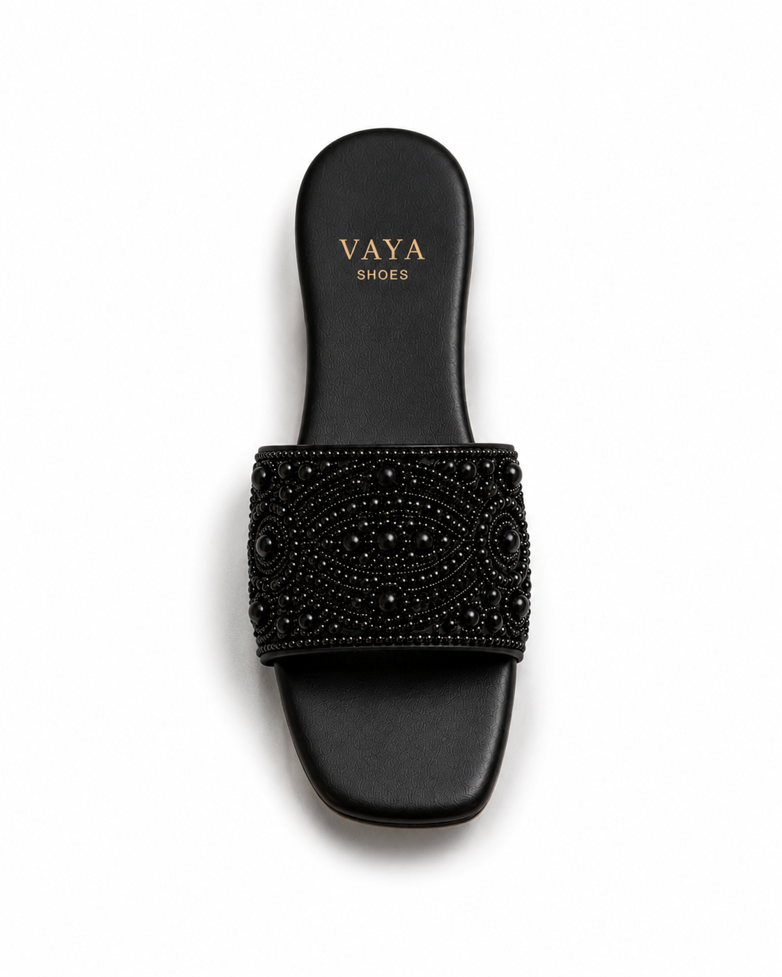 Siyara by VAYA black pearl luxury handcrafted flats for women – premium Pakistani festive and party wear footwear
